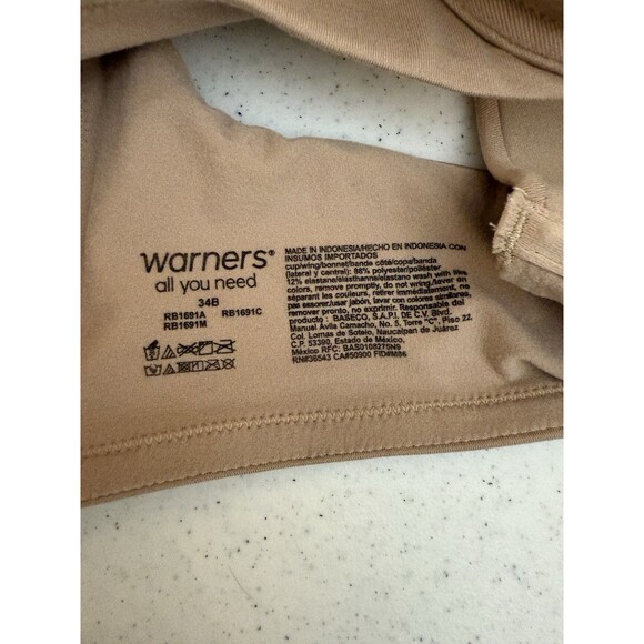 New Warners Cloud 9 lightly lined underwire Bra Full Coverage Beige 34B - Picture 8 of 9